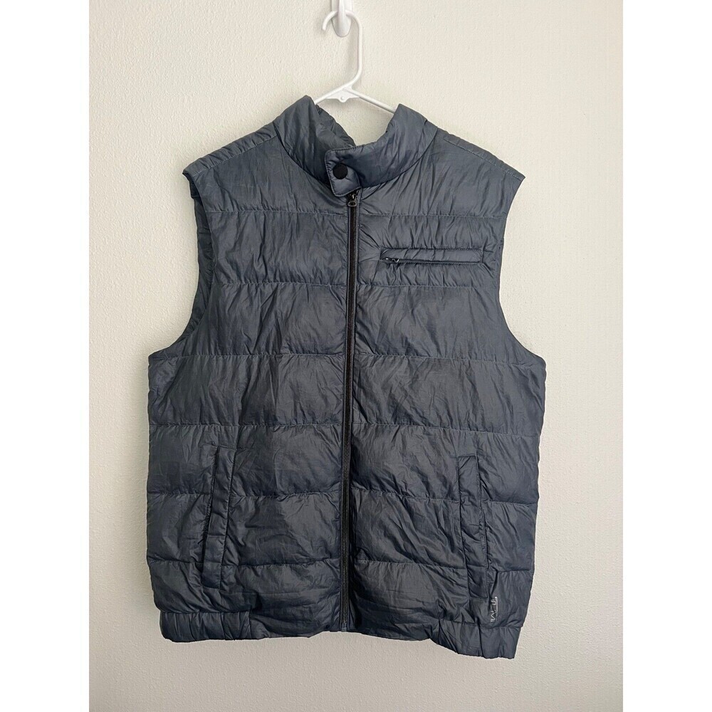 Tumi Pax Vest Puffer Blue Stone Mens L Full Zip Packable Down Quilted Insulated